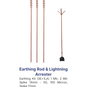 Earthing Kit (3 E + 1 LA) + Chemical Bag - 1 Mtr with Spike - 50 Micron - 14 MM